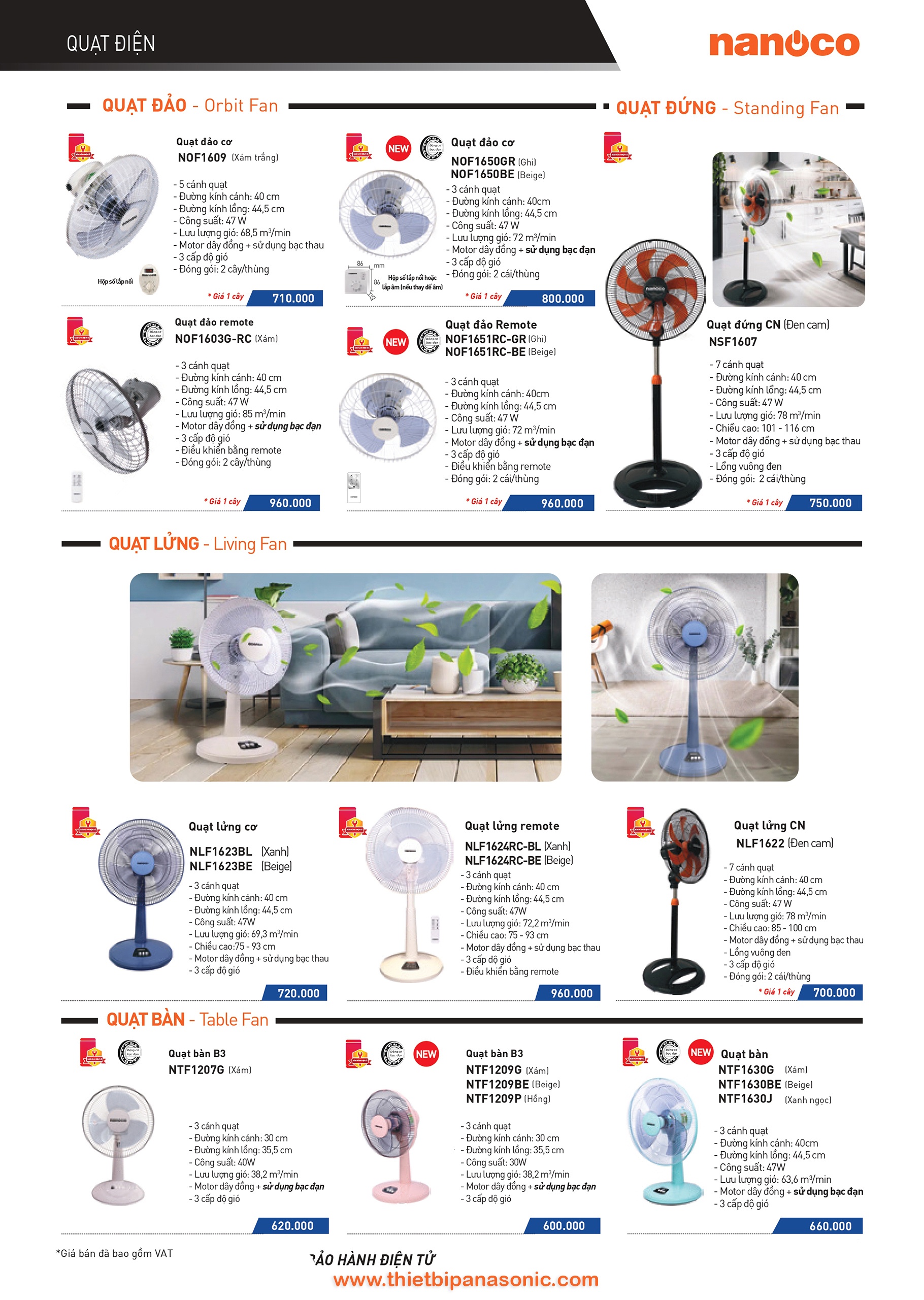 Catalogue Bảng giá Quạt điện -7 Catalogue Bảng giá Quạt điện Nanoco