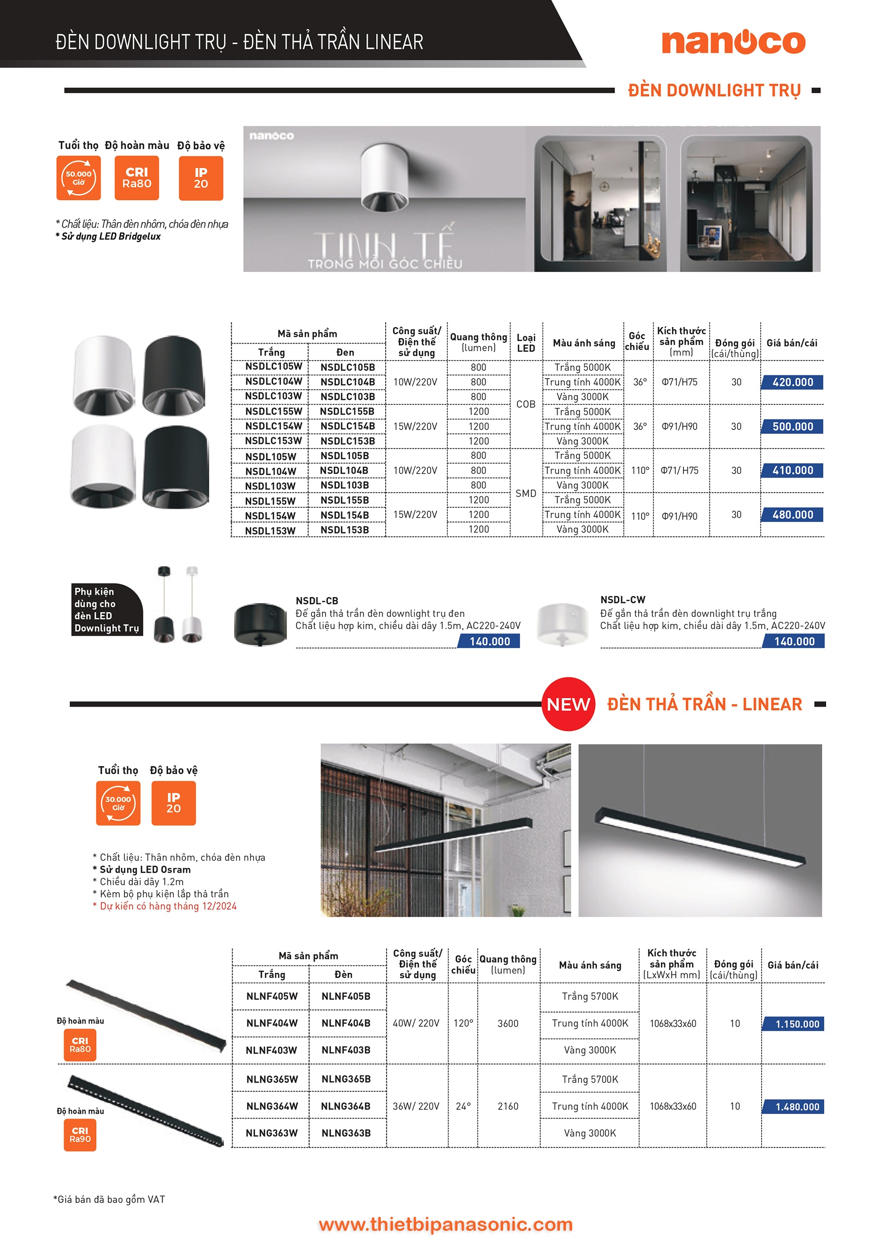 Catalogue Bảng giá đèn LED Nanoco -18 Catalogue Bảng giá đèn LED Nanoco
