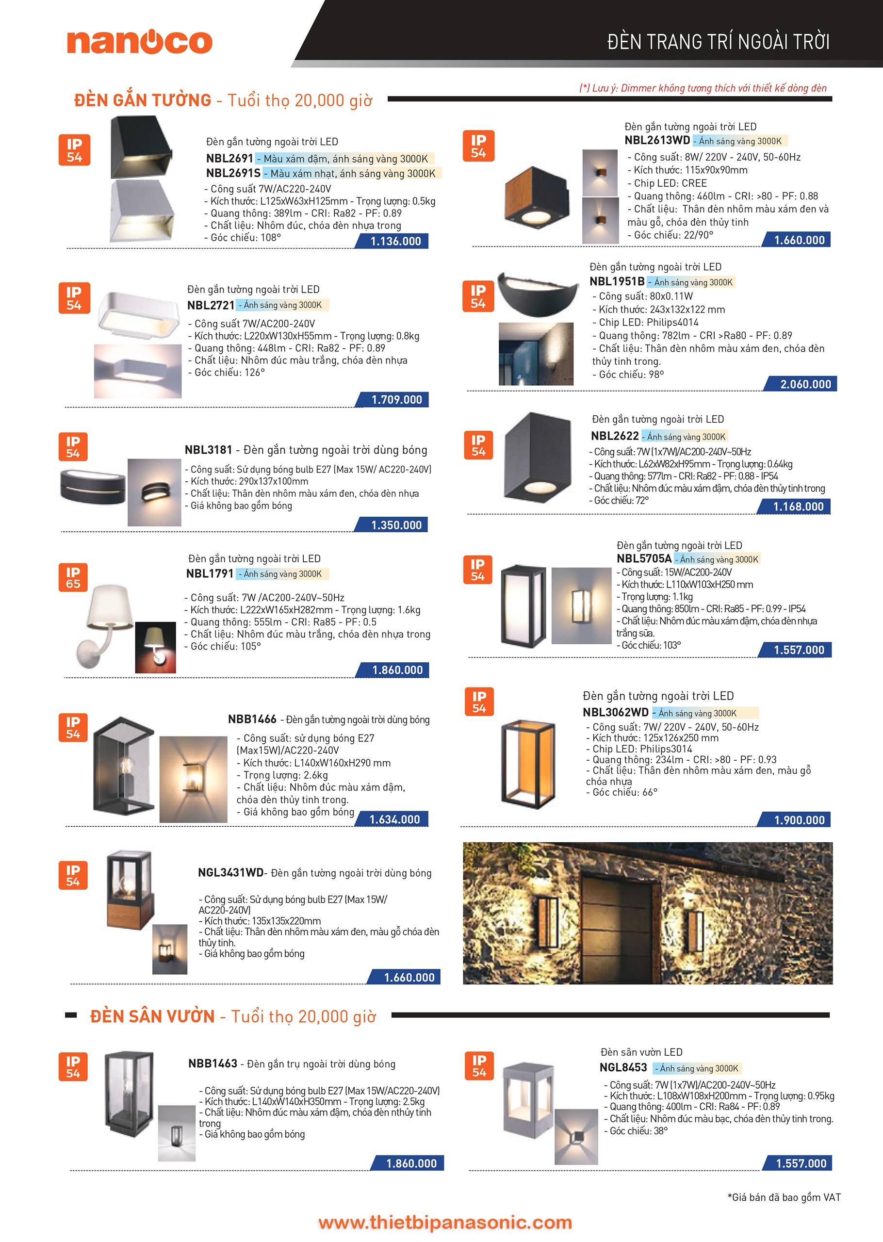 Catalogue Bảng giá đèn LED Nanoco -31 Catalogue Bảng giá đèn LED ngoài trời Nanoco