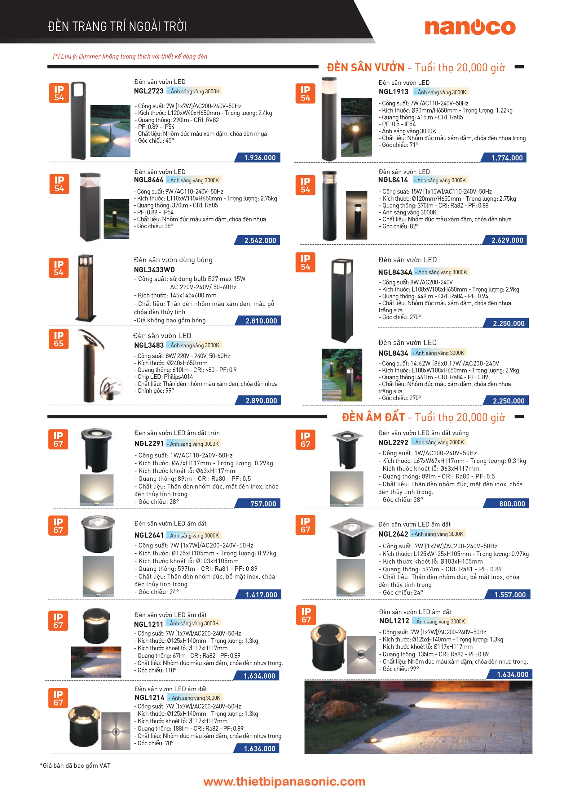 Catalogue Bảng giá đèn LED Nanoco -32 Catalogue Bảng giá đèn LED ngoài trời Nanoco