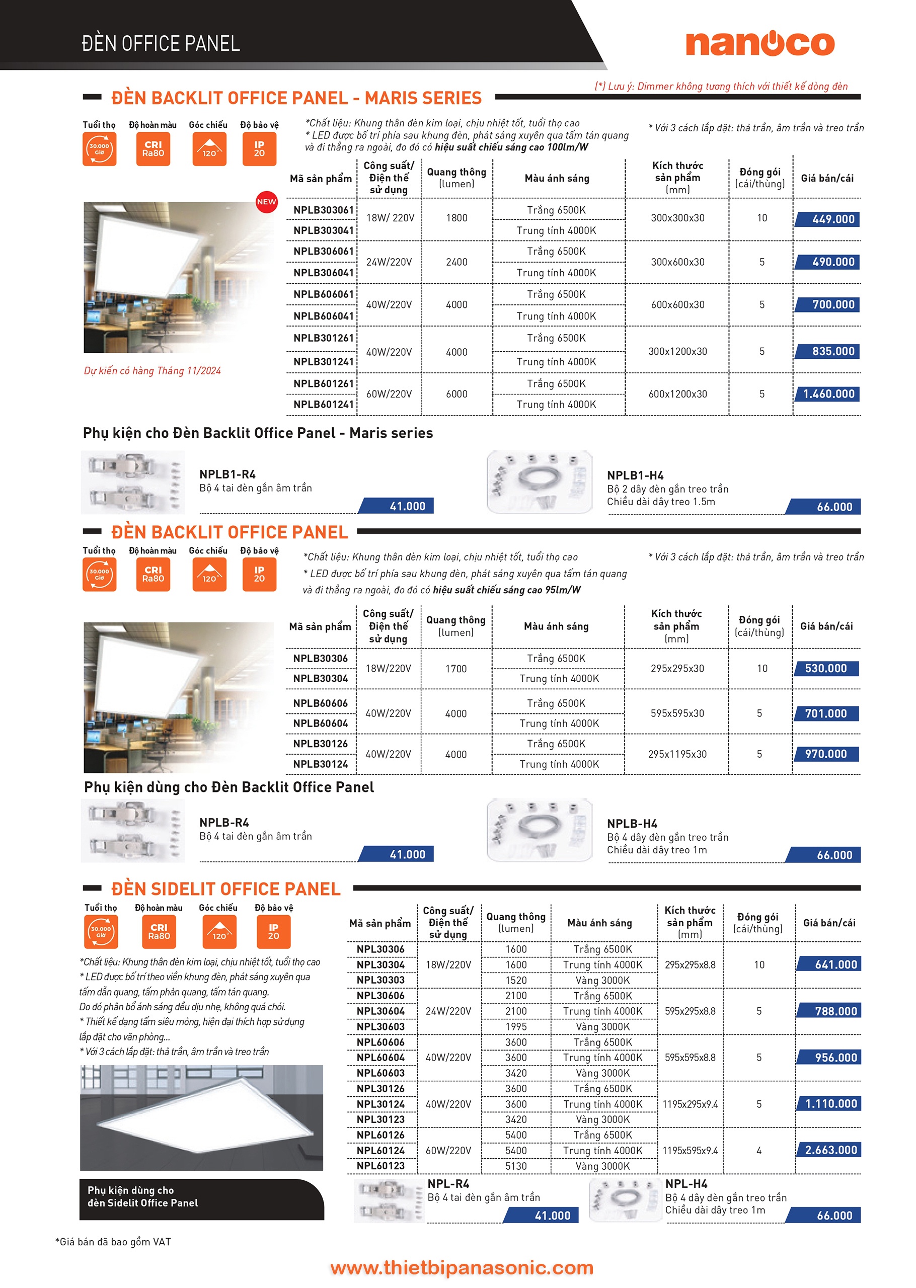 Catalogue Bảng giá đèn LED Nanoco -8 Catalogue Bảng giá đèn LED Nanoco