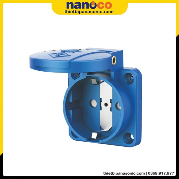 Ổ cắm âm có nắp Nanoco IP54 NIS105-0B | 16A 2P 230V IP54
