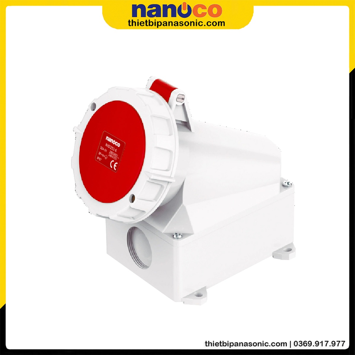 Ổ cắm gắn nổi Nanoco kín nước NIS1252-6 | 32A 5P 400V IP67