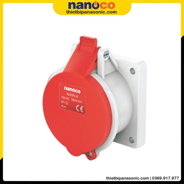 Ổ cắm gắn âm Nanoco không kín nước dạng thẳng NIS314-6 | 16A 4P 400V IP44