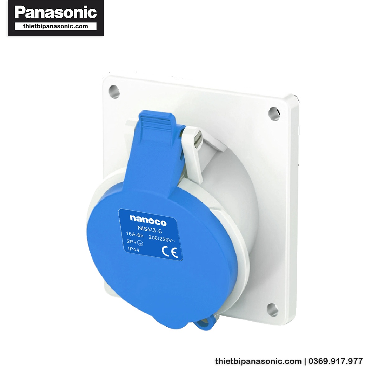 Ổ cắm gắn âm Nanoco không kín nước dạng nghiêng NIS413-6 | 16A 3P 230V IP44