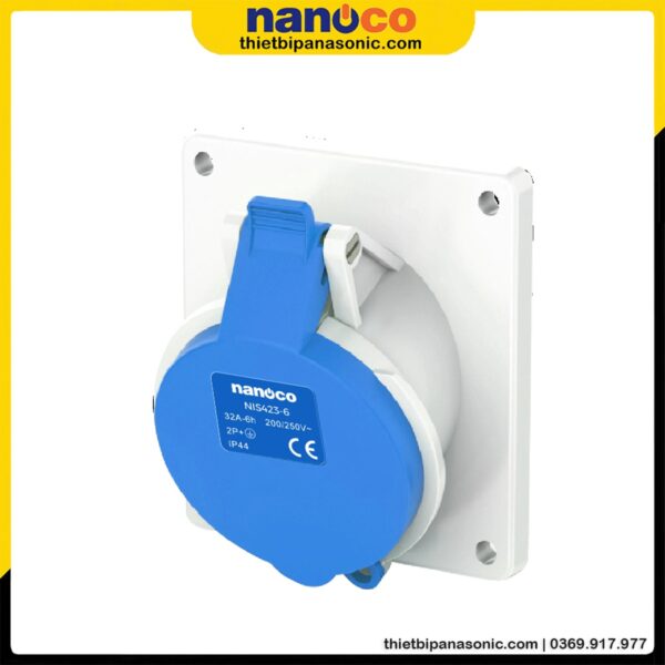 Ổ cắm gắn âm Nanoco không kín nước dạng nghiêng NIS423-6 | 32A 3P 230V IP44