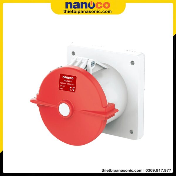 Ổ cắm gắn âm Nanoco kín nước dạng thẳng NIS344-6 | 125A 4P 400V IP67