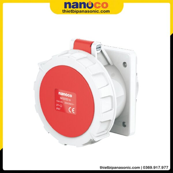 Ổ cắm gắn âm Nanoco kín nước dạng thẳng NIS3142-6 | 16A 4P 400V IP67