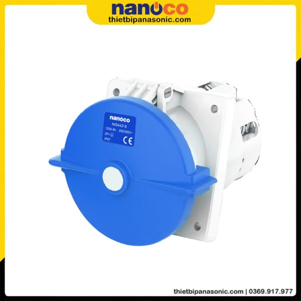 Ổ cắm gắn âm Nanoco kín nước dạng nghiêng NIS443-6 | 125A 3P 230V IP67
