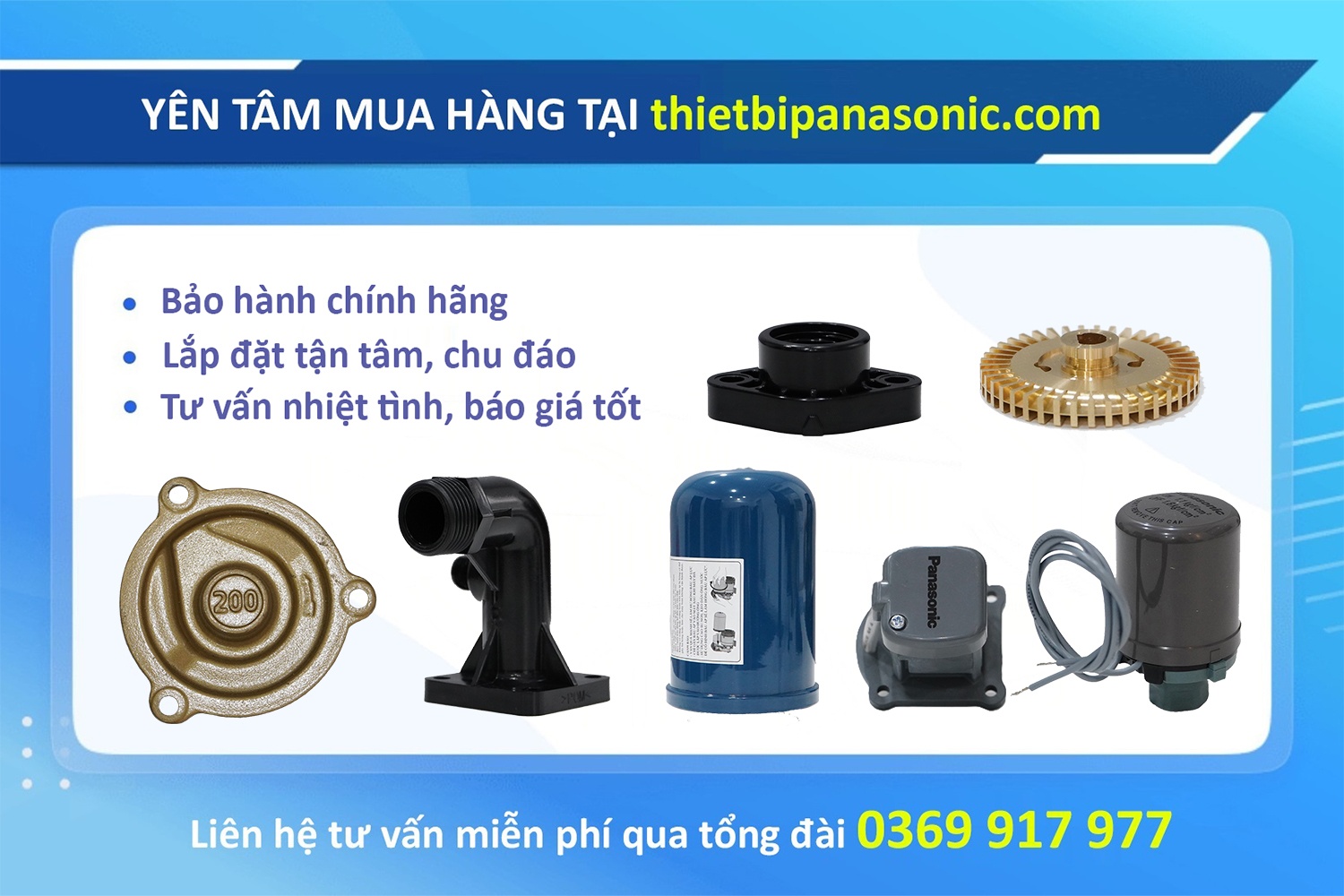 Yên tâm mua phụ kiện máy bơm chính hãng Panasonic tại thietbidiennanoco.vn