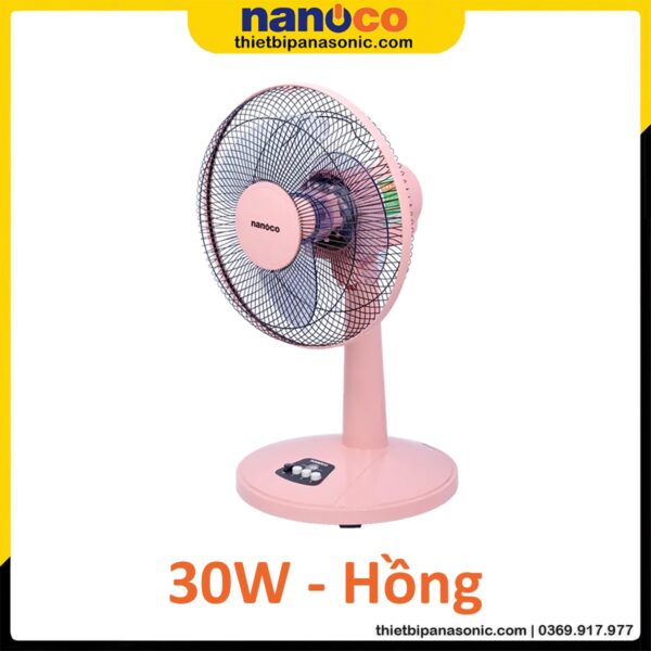 Quạt bàn Nanoco NTF1209P màu hồng 30W