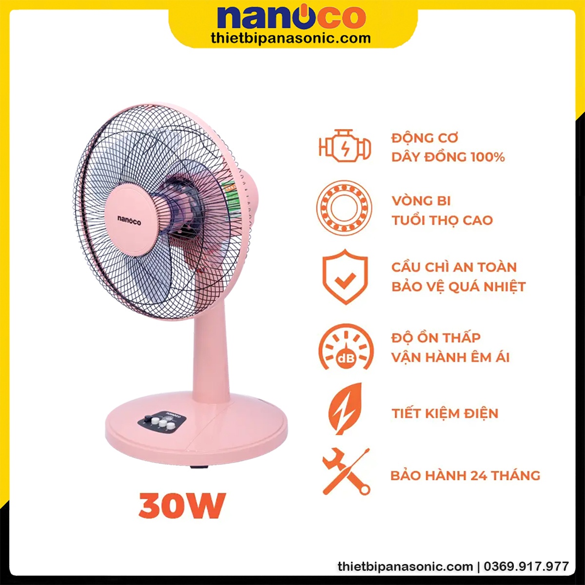 Đặc điểm nổi bật của Quạt bàn NTF1209P Nanoco