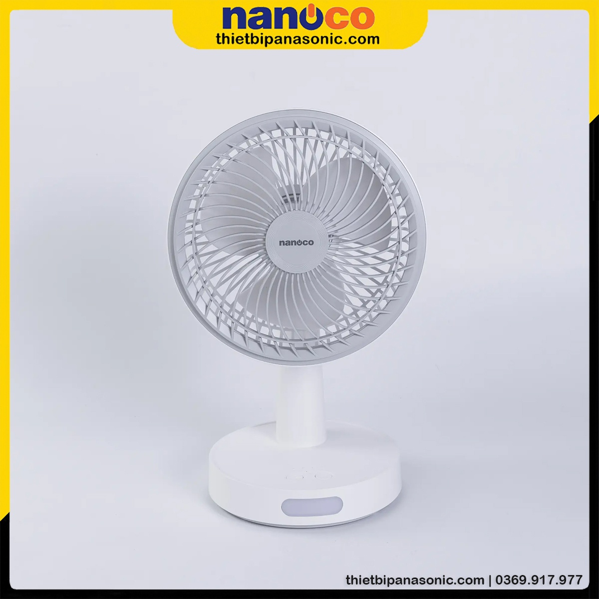 Quạt sạc Nanoco NRF6536W màu trắng 6W