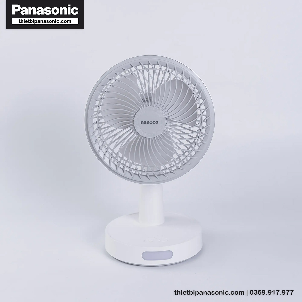 Quạt sạc Nanoco NRF6536W màu trắng 6W