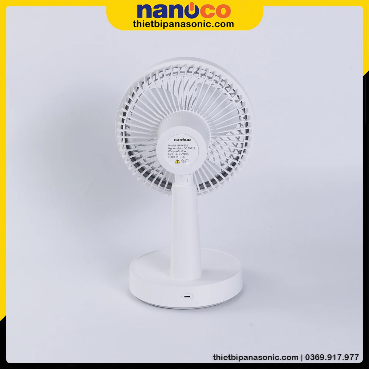 Mặt sau của Quạt tích điện NRF6536W