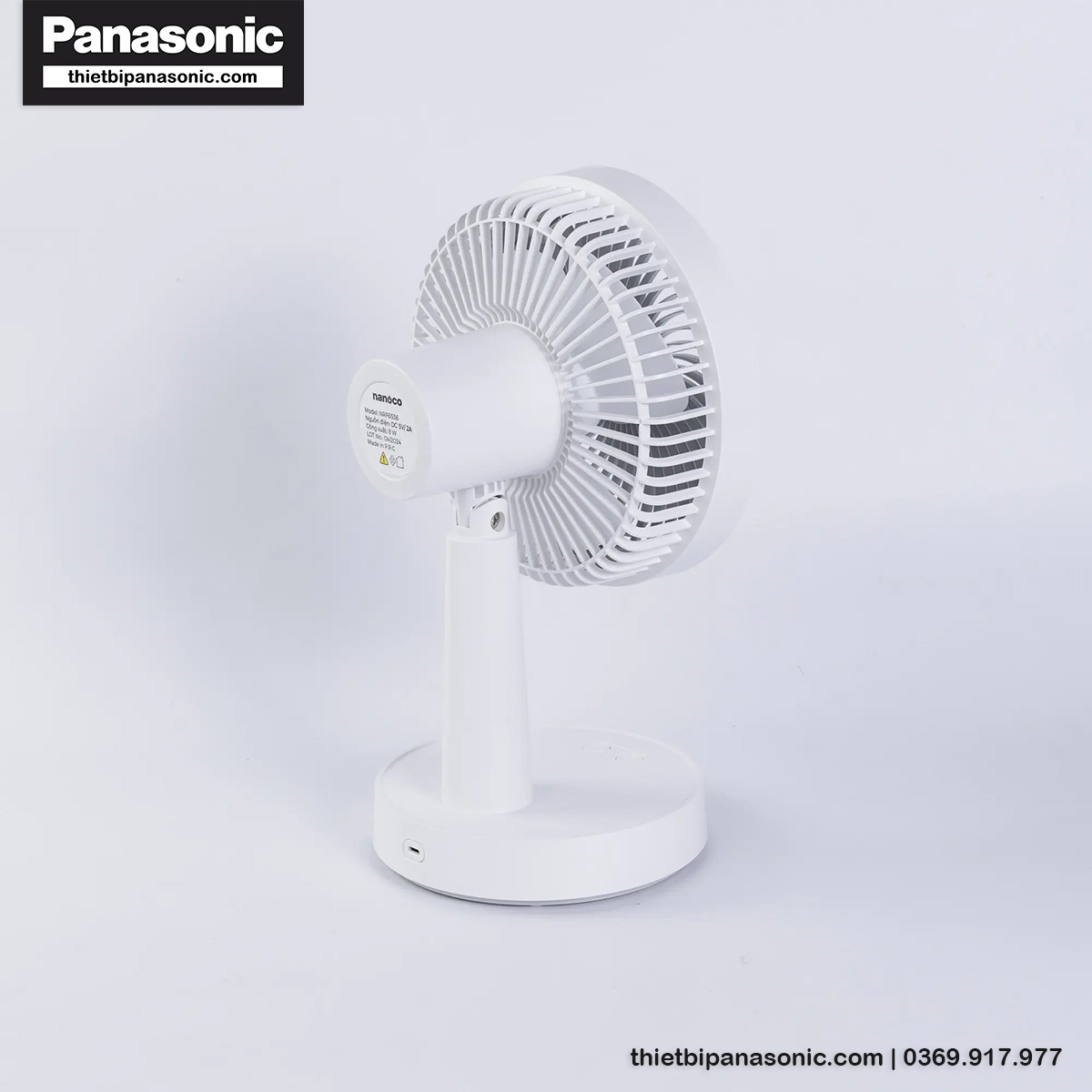 Quạt tích điện Nanoco NRF6536W có dùng lượng pin lớn lên đến 4000 mAh