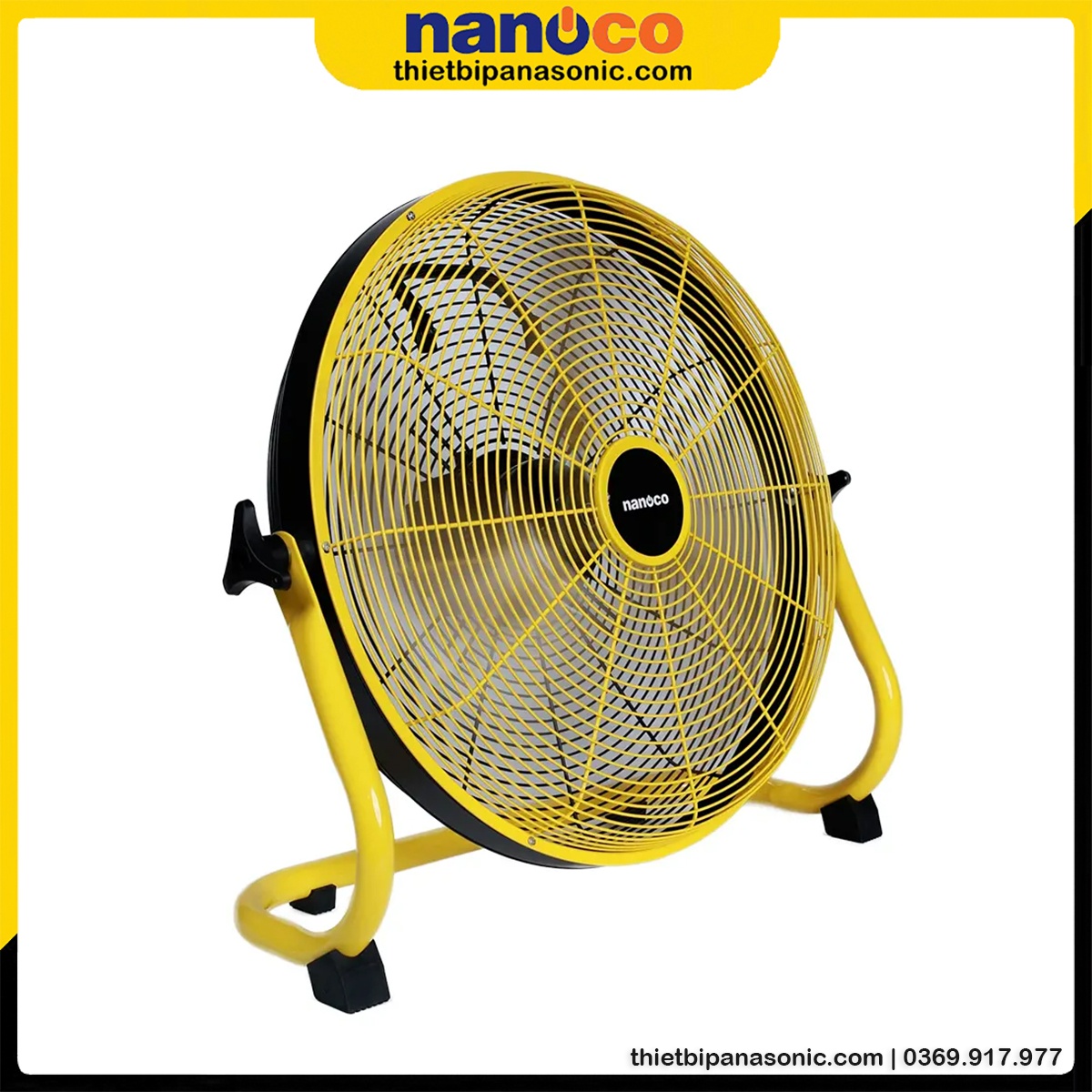 Quạt sàn Nanoco NRF1640L cánh nhôm 16 inch có khả năng tích điện với dung lượng pin lớn 12000 mAh cho thời gian sử dụng lâu dài