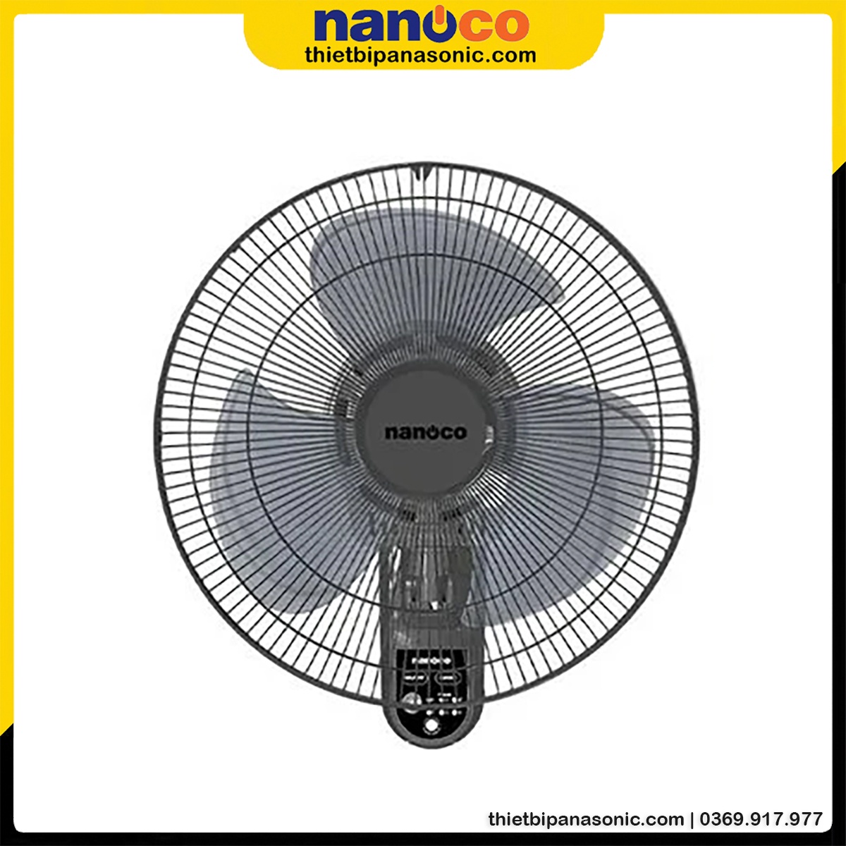 Quạt treo tường Nanoco NWF1615RC-GR bạc đạn có remote 47W màu xám