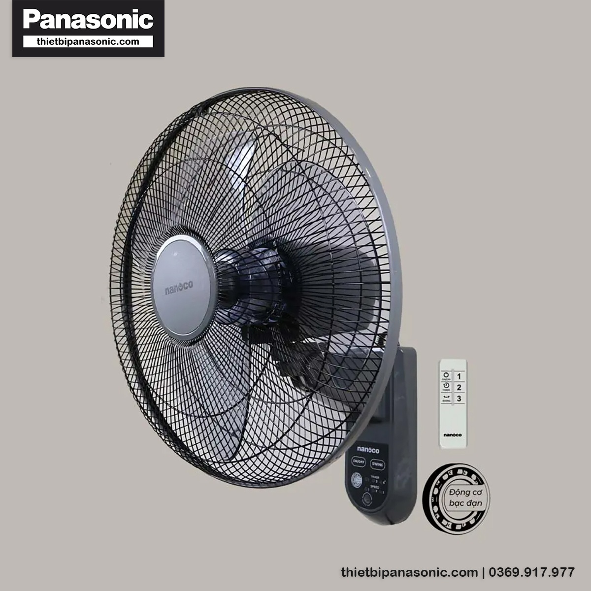 Ngoại hình của Quạt treo tường Nanoco NWF1615RC-GR