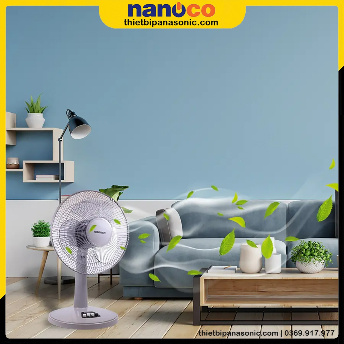 Quạt để bàn NTF1209G có kích thước nhỏ gọn phù hợp với nhiều không gian khác nhau