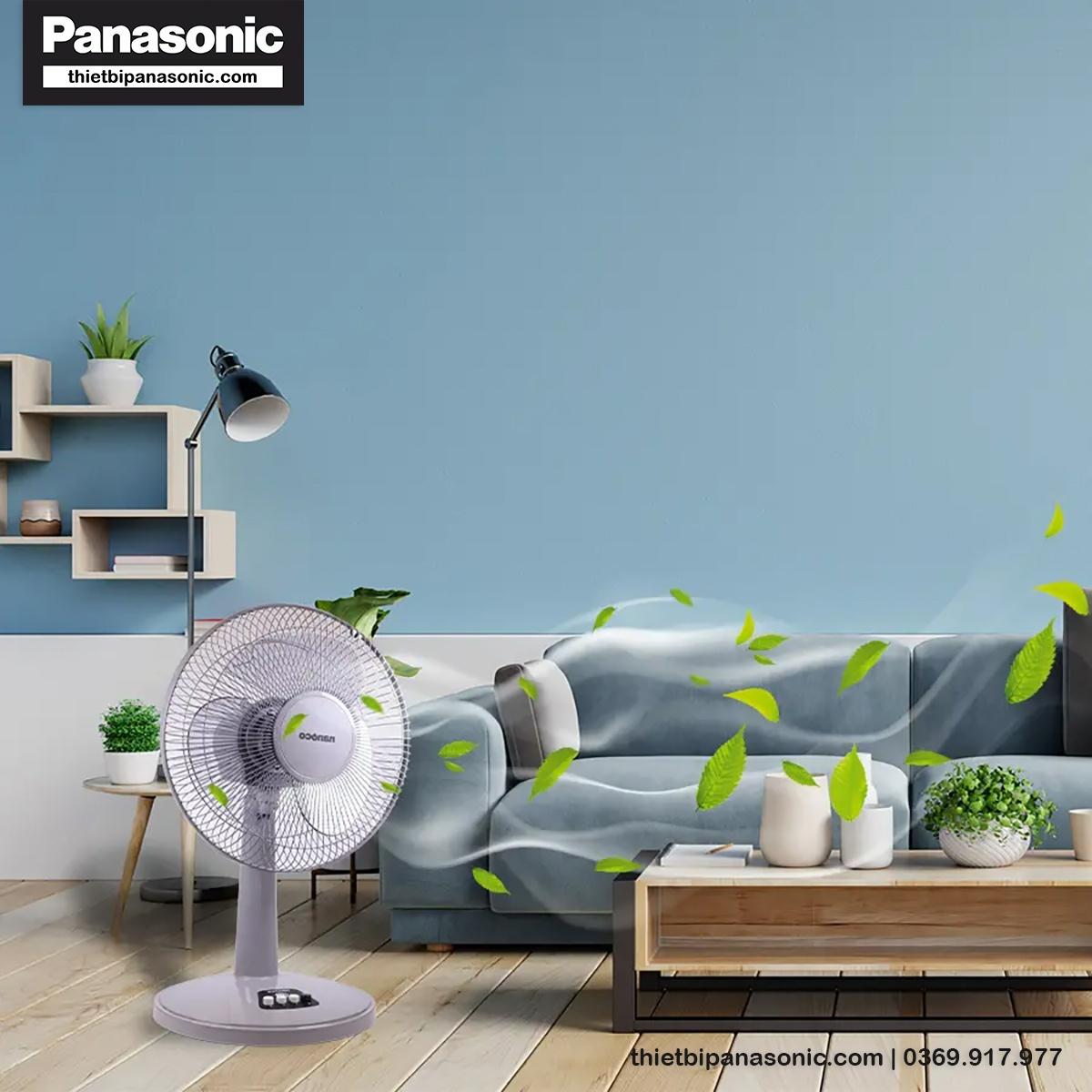 Quạt để bàn NTF1209G có kích thước nhỏ gọn phù hợp với nhiều không gian khác nhau