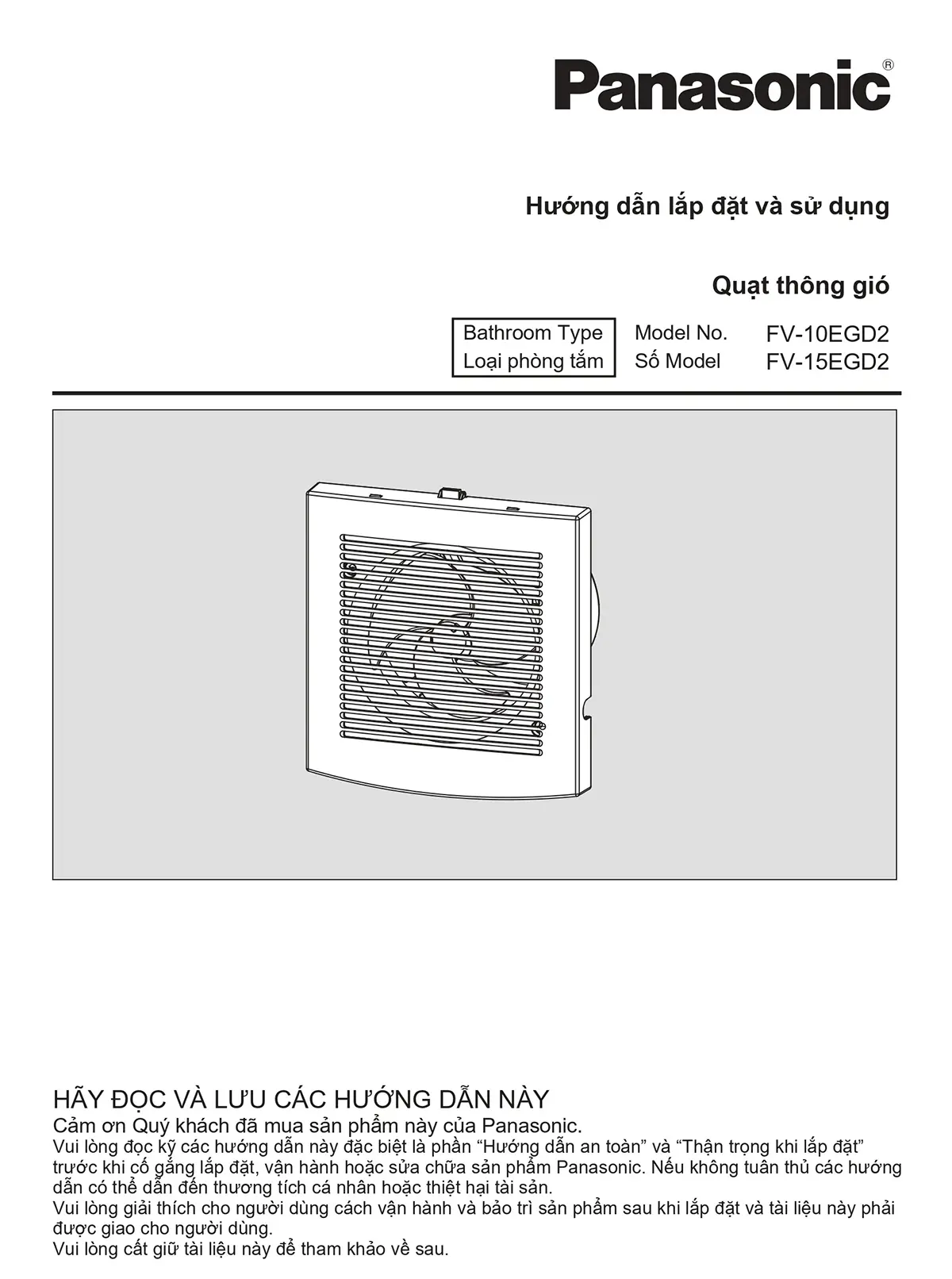 Hướng dẫn lắp đặt và sử dụng FV-15EGD2