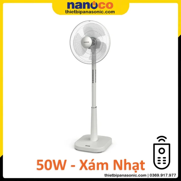 Quạt đứng Nanoco NSF1641RC-LG 50W Màu Xám nhạt bạc đạn