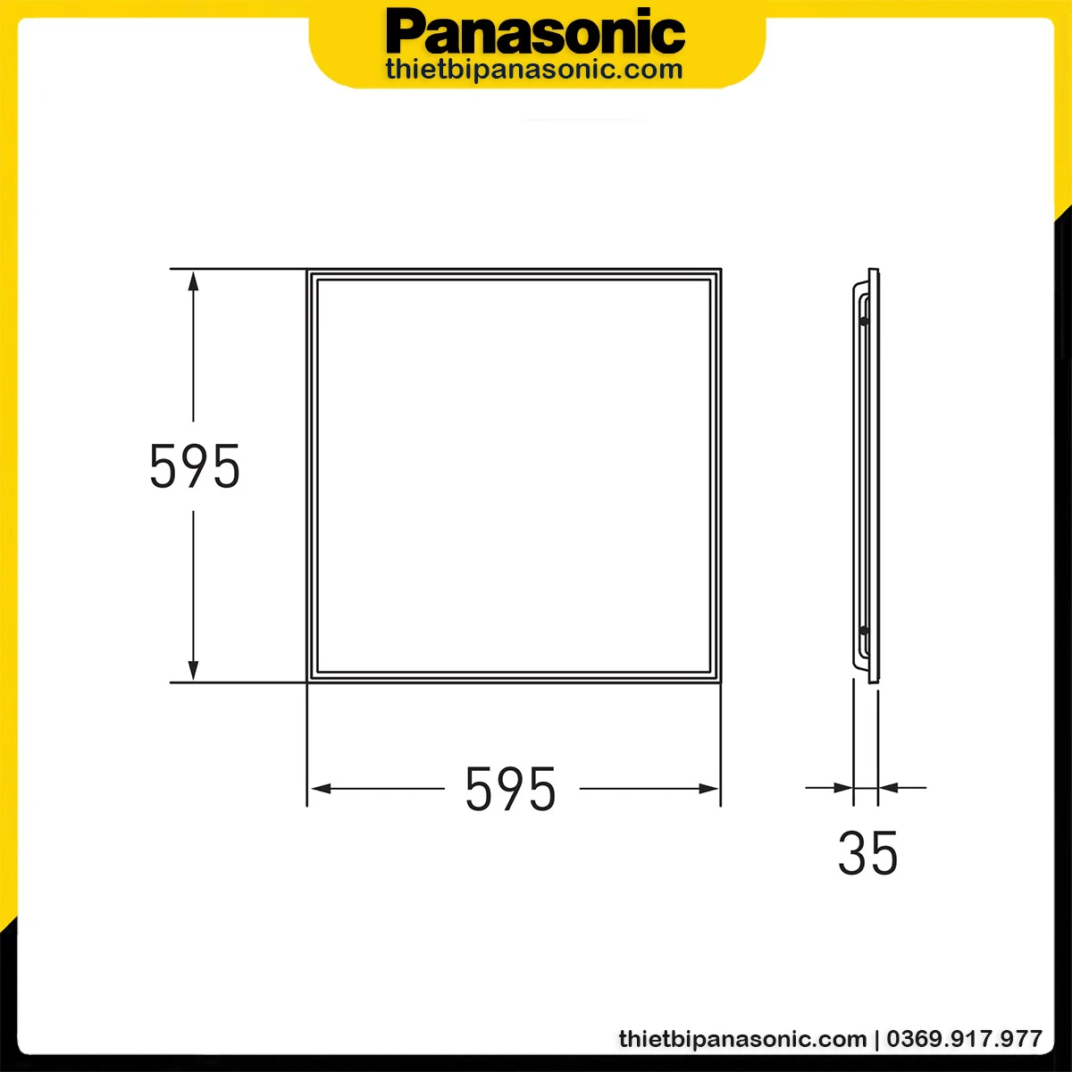 Bản vẽ kích thước chi tiết của Đèn LED Panel 600x600 40W Panasonic