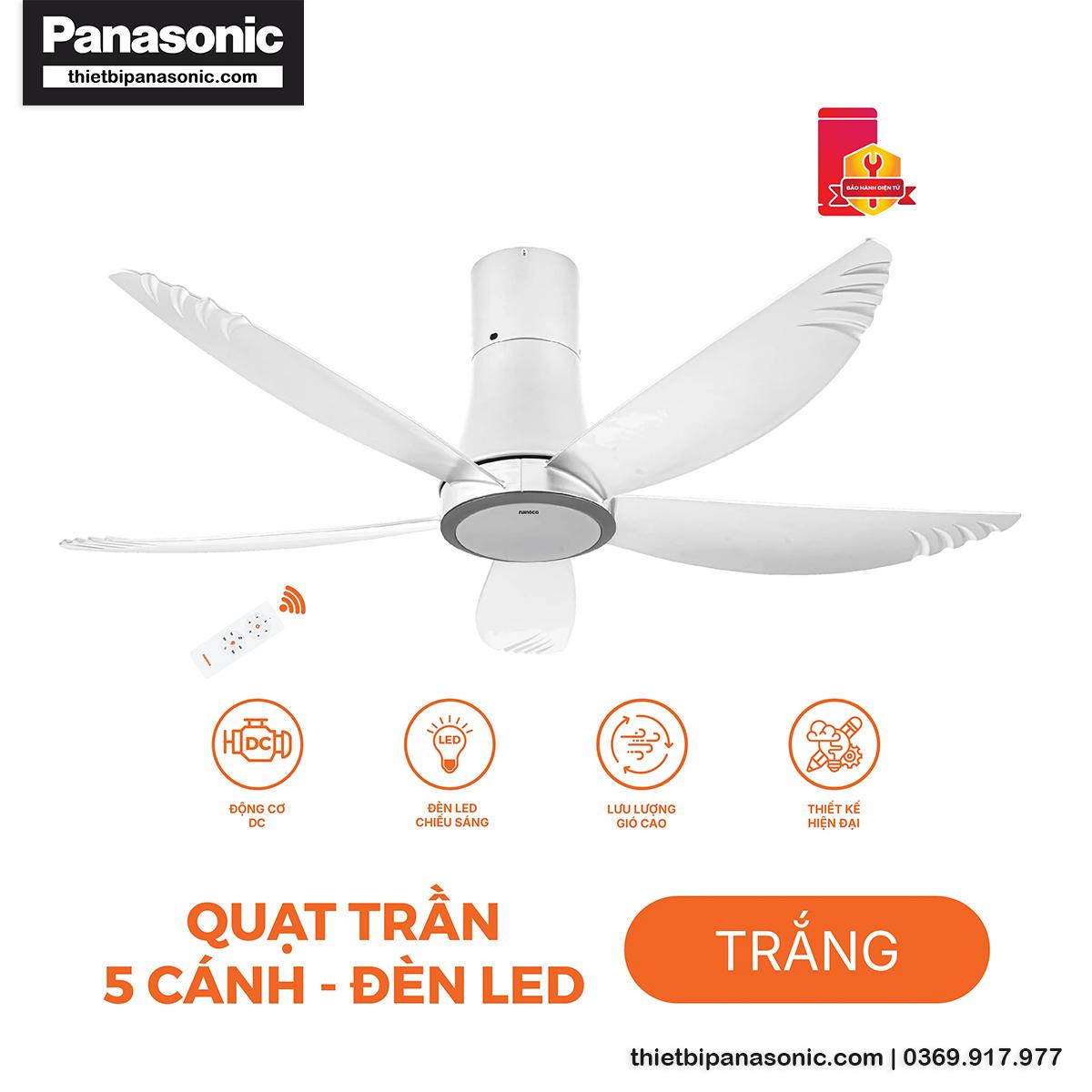 Đặc điểm nổi bật của Quạt trần đèn LED 5 cánh Nanoco NCF5653-WL