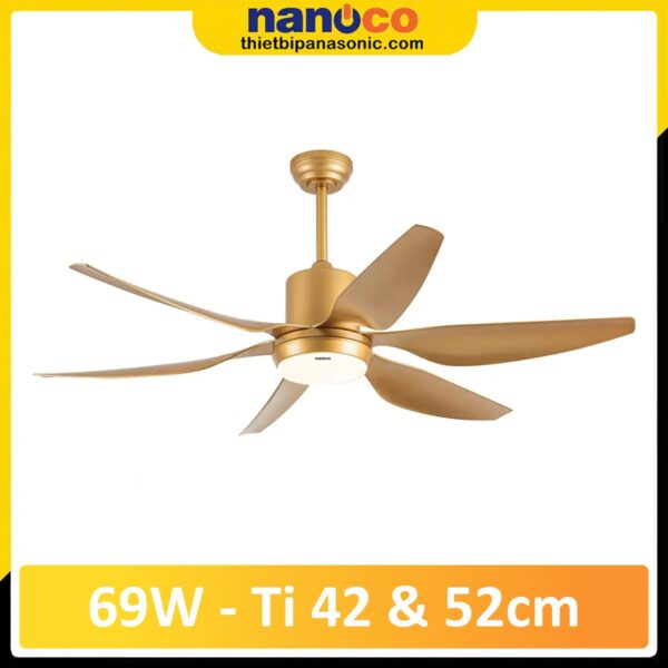 Quạt trần 6 cánh Nanoco NCF5462-GL màu vàng đồng