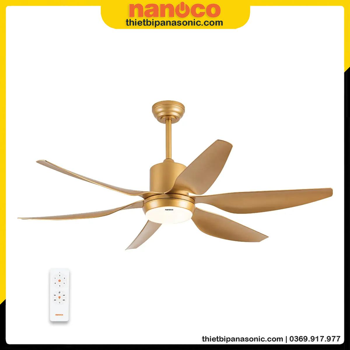 Quạt trần 6 cánh Nanoco NCF5462-GL màu vàng đồng