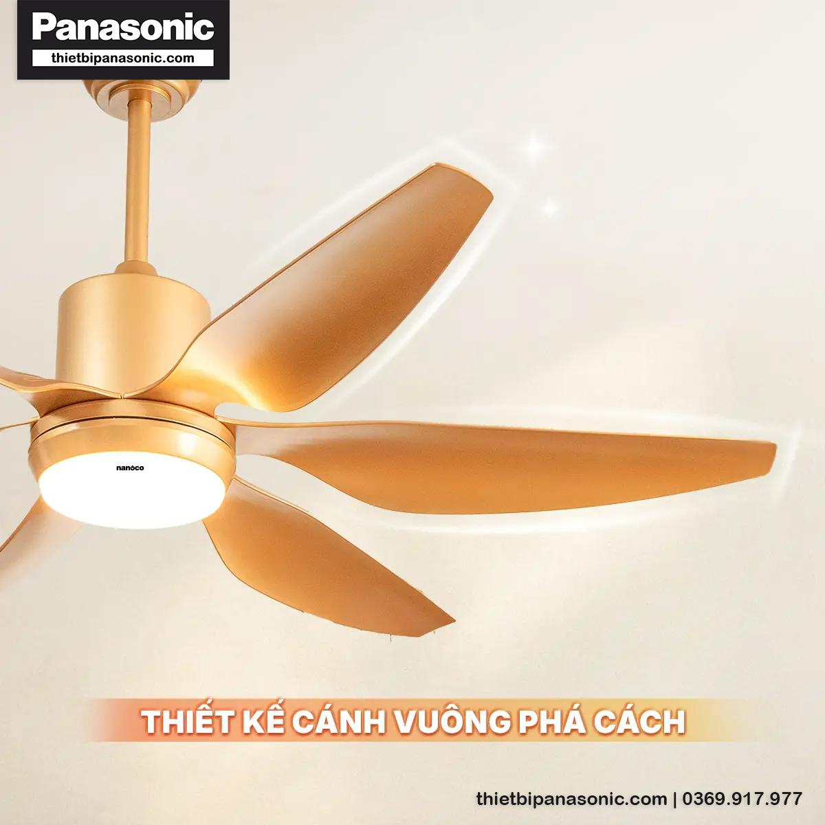 Quạt trần 6 cánh Nanoco NCF5462-GL thiết kế cánh vuông phá cách