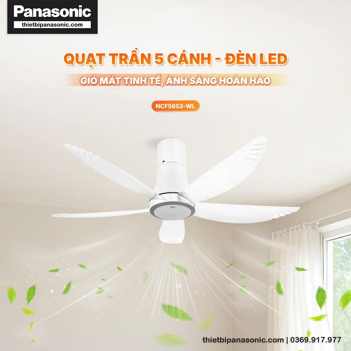 Quạt trần Nanoco NCF5653-WL 5 cánh có đèn LED
