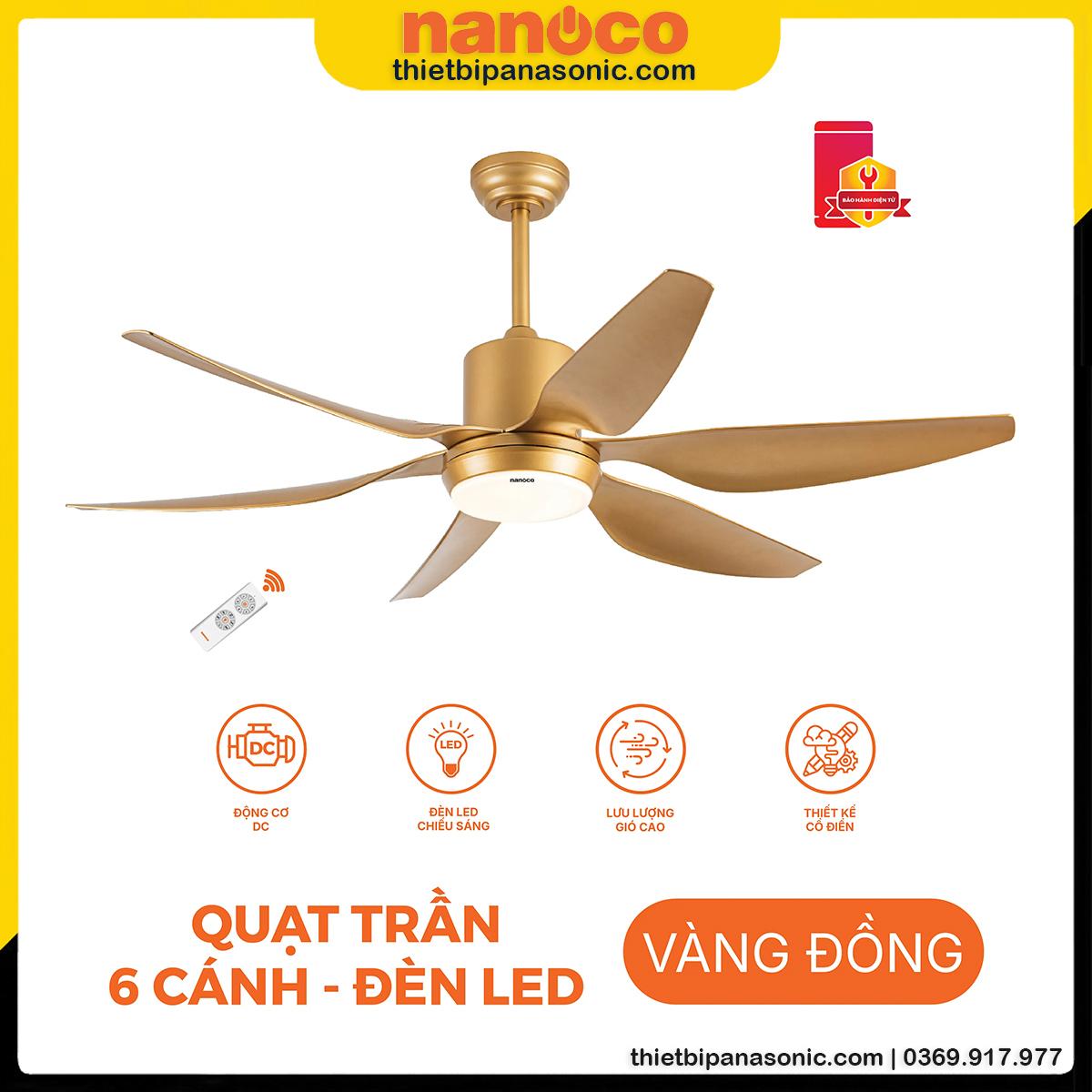 Đặc điểm nổi bật của Quạt trần NCF5462-GL màu vàng đồng