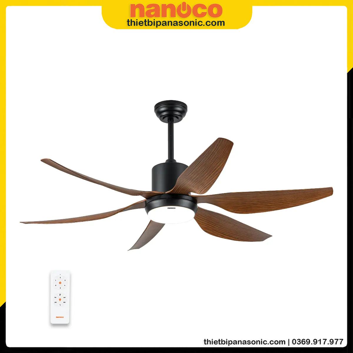 Quạt trần 6 cánh Nanoco NCF5462-PL vân gỗ