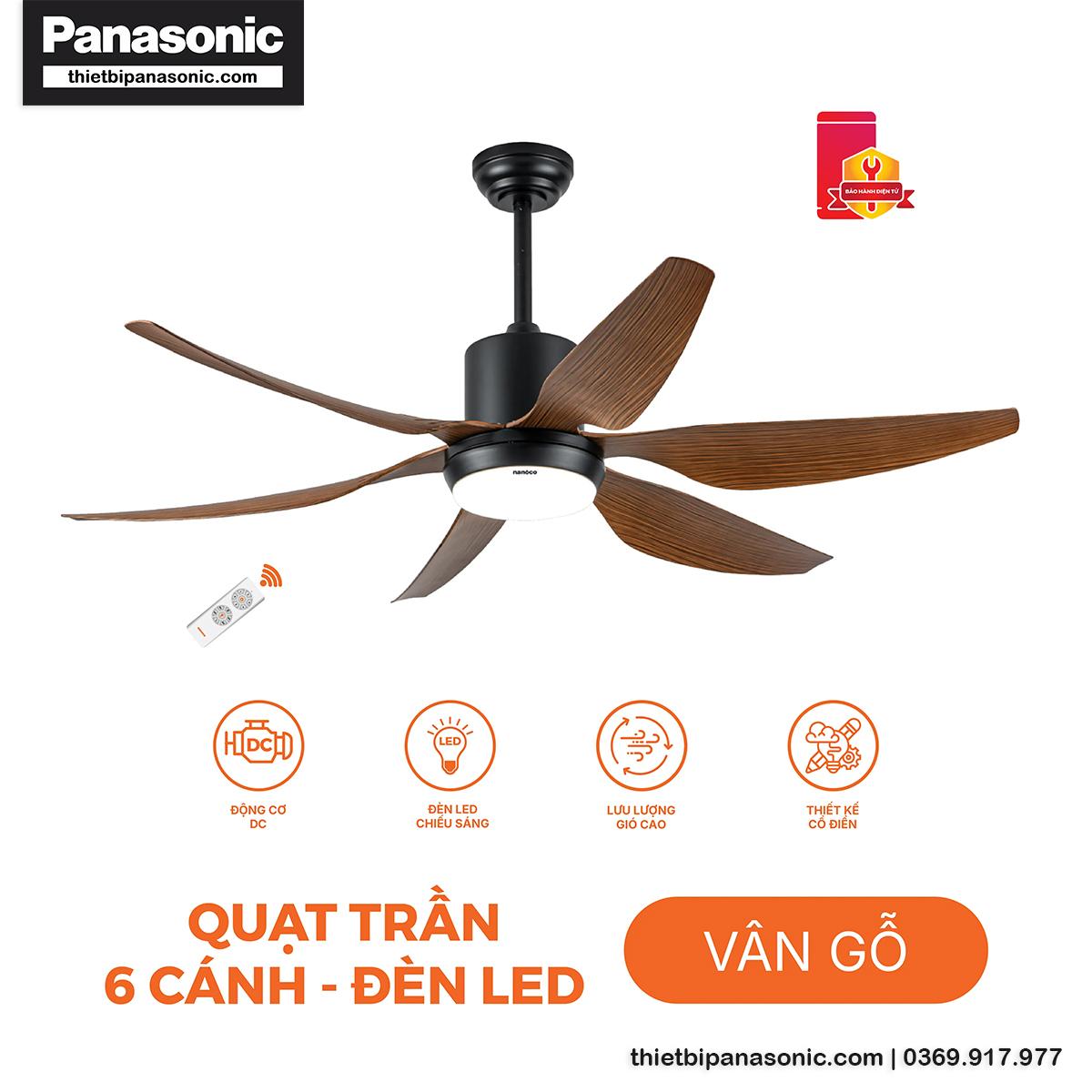 Đặc điểm nổi bật của Quạt trần Nanoco NCF5462-PL 6 cánh màu vân gỗ