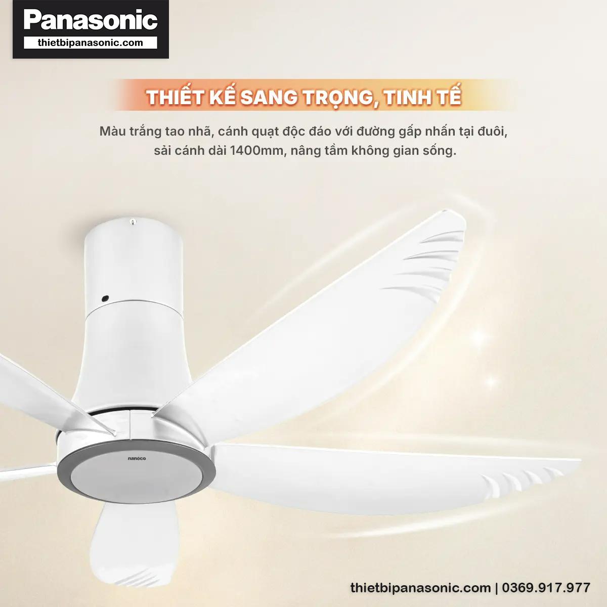 Quạt trần Nanoco NCF5653-WL 5 cánh có đèn LED, thiết kế sang trọng trang nhã