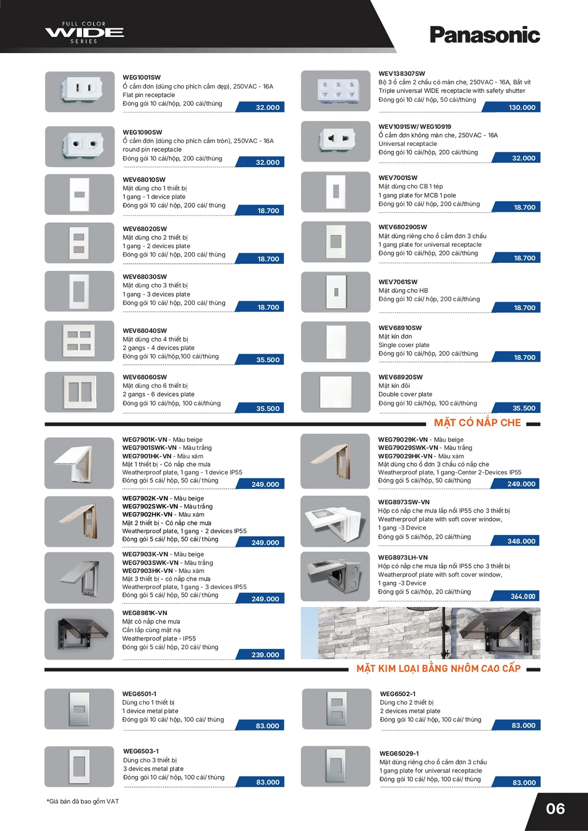 Catalogue bảng giá thiết bị điện Panasonic 2026 mới nhất