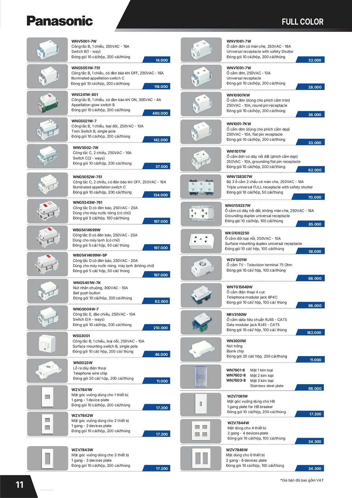 Catalogue bảng giá thiết bị điện Panasonic 2026 mới nhất