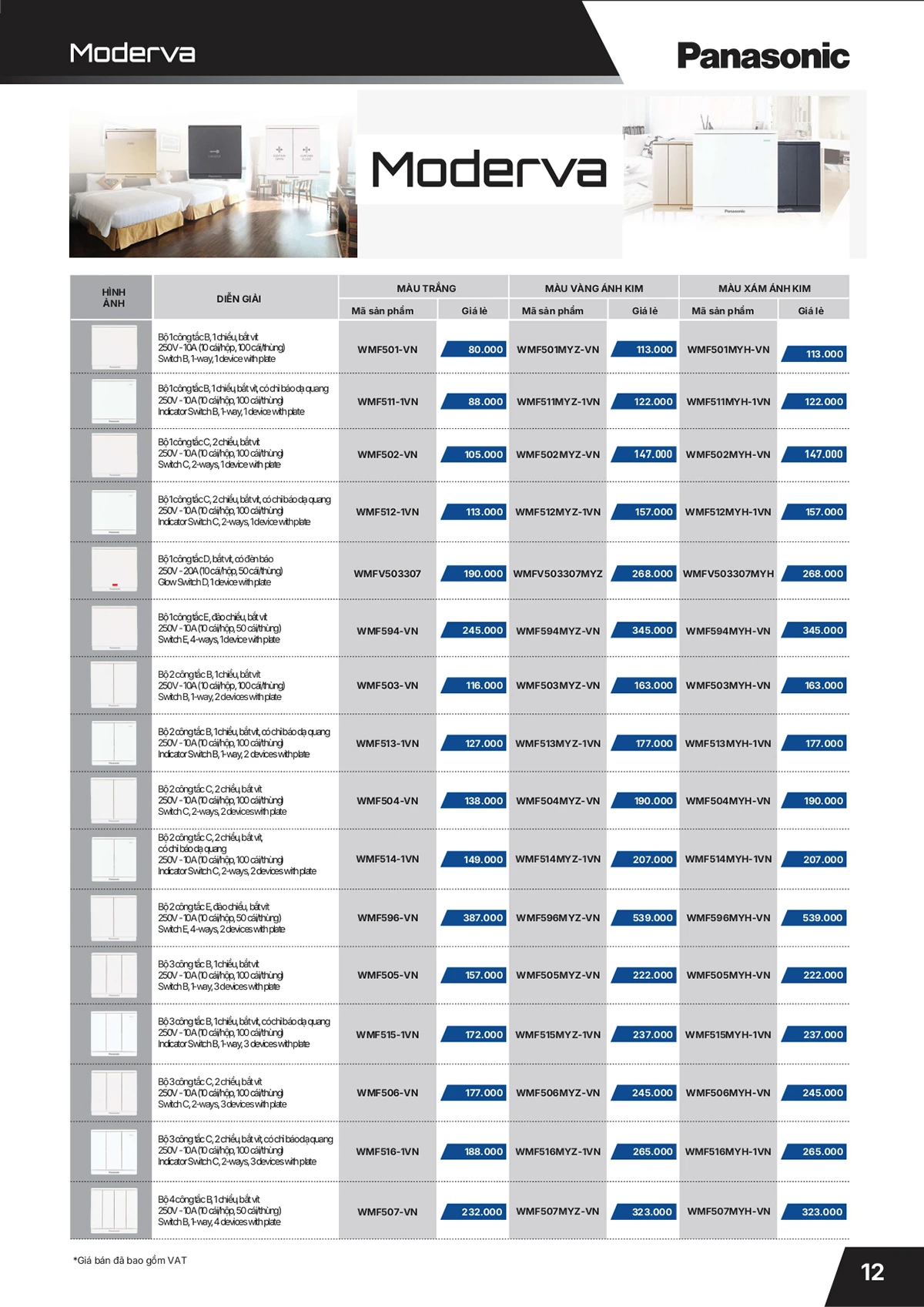 Catalogue bảng giá thiết bị điện Panasonic 2026 mới nhất