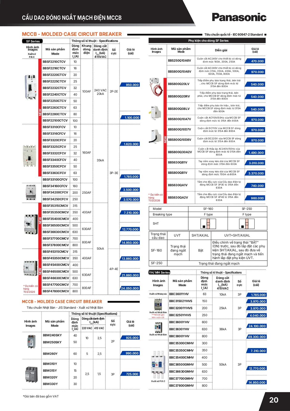 Catalogue bảng giá thiết bị điện Panasonic 2026 mới nhất