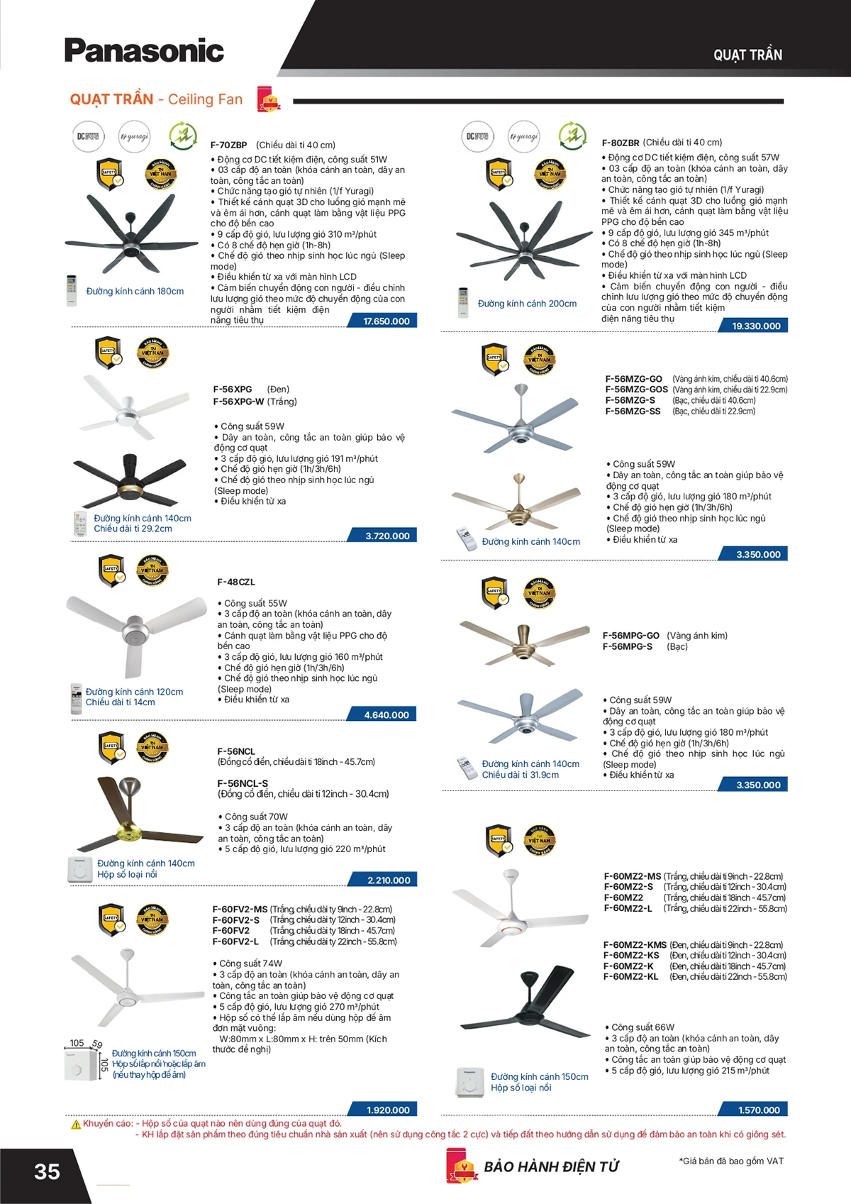 Catalogue bảng giá thiết bị điện Panasonic 2026 mới nhất