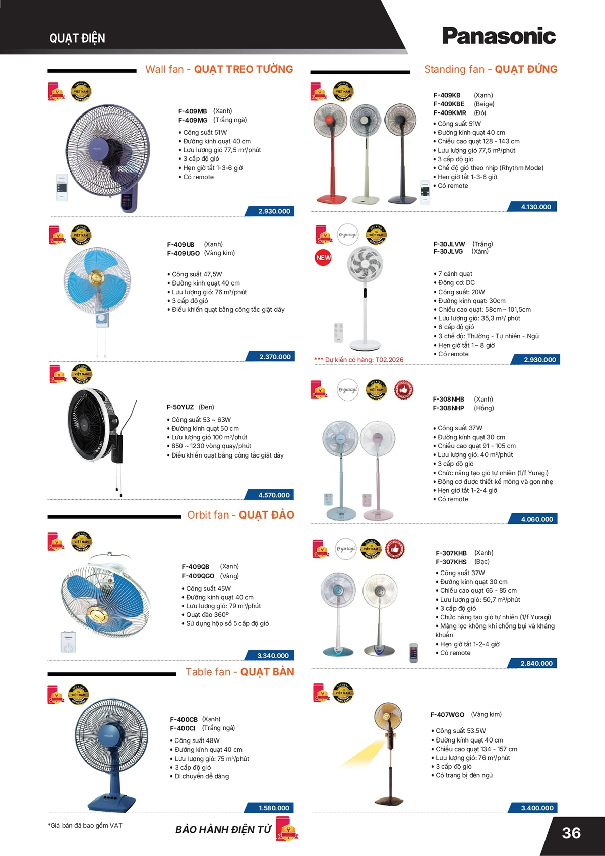 Catalogue bảng giá thiết bị điện Panasonic 2026 mới nhất