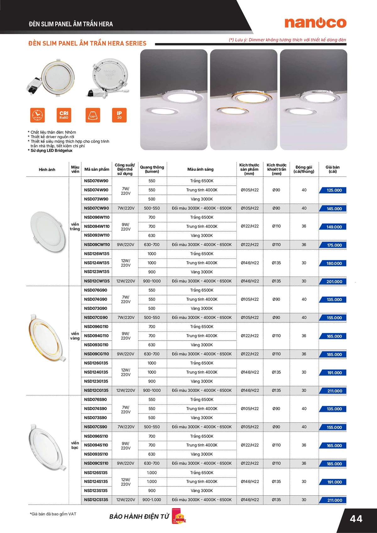 Catalogue bảng giá thiết bị điện Panasonic 2026 mới nhất