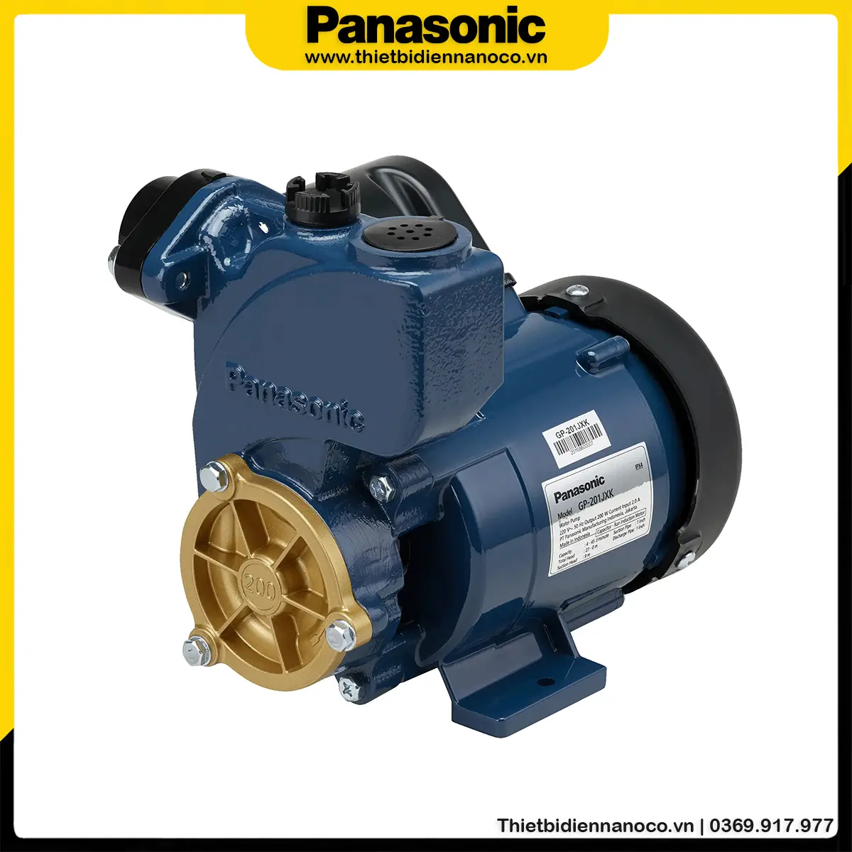 Máy bơm đẩy cao Panasonic 200W GP-201JXK-SV5 có dây điện dài 12.5cm