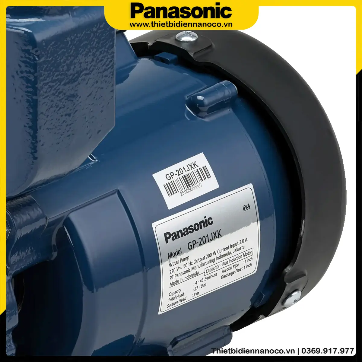 Máy bơm đẩy cao Panasonic 200W GP-201JXK-SV5 là mẫu mới ra mắt được sản xuất tại Indonesia