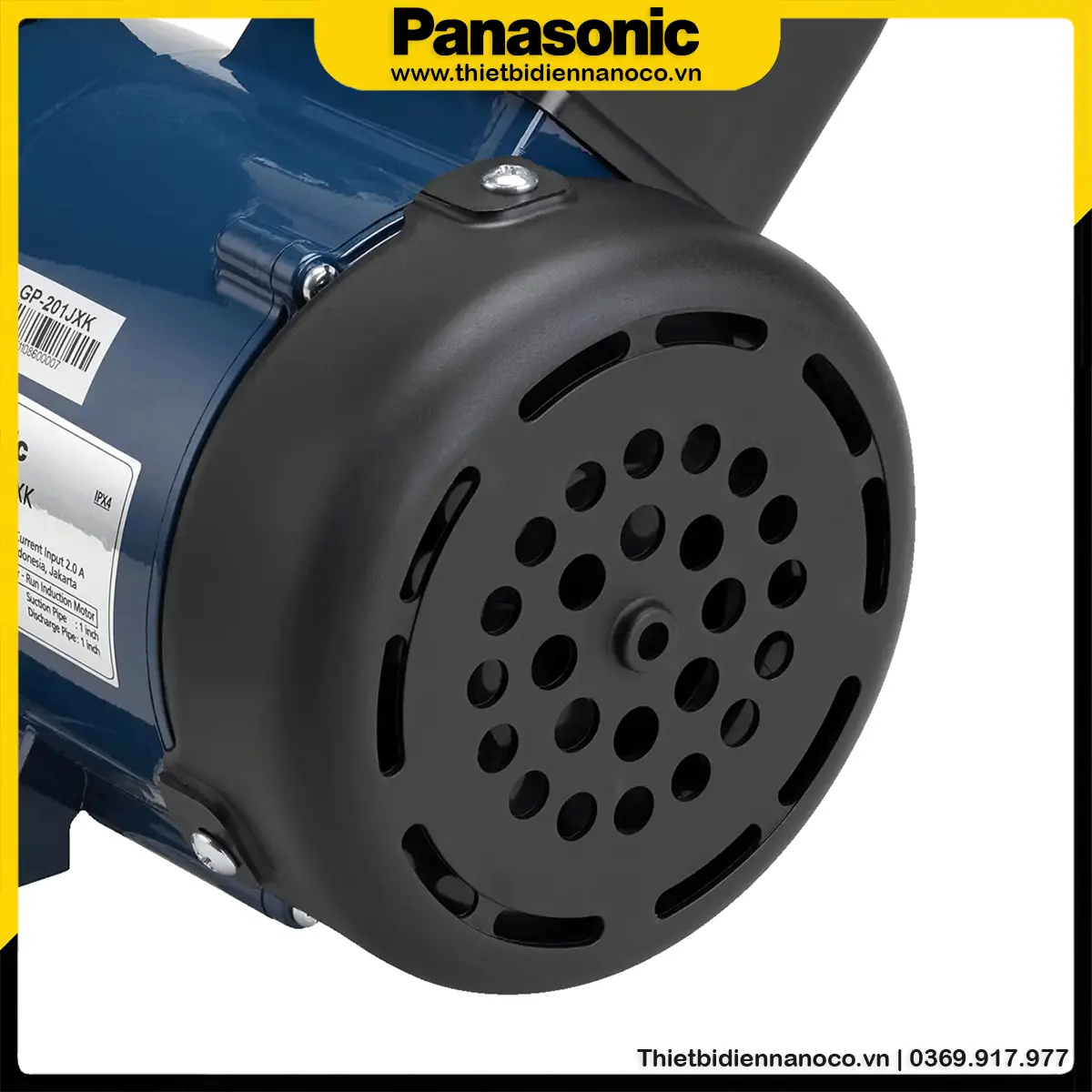 Cận cảnh nắp chụp bảo vệ cánh quạt bên trong của Máy bơm đẩy cao Panasonic GP-201JXK-SV5