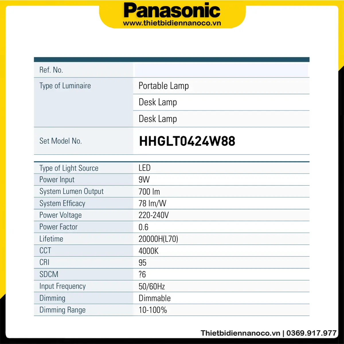 Đèn bàn Panasonic HHGLT0424W88 | 9W, Màu trắng, ZL Series - Ảnh 4