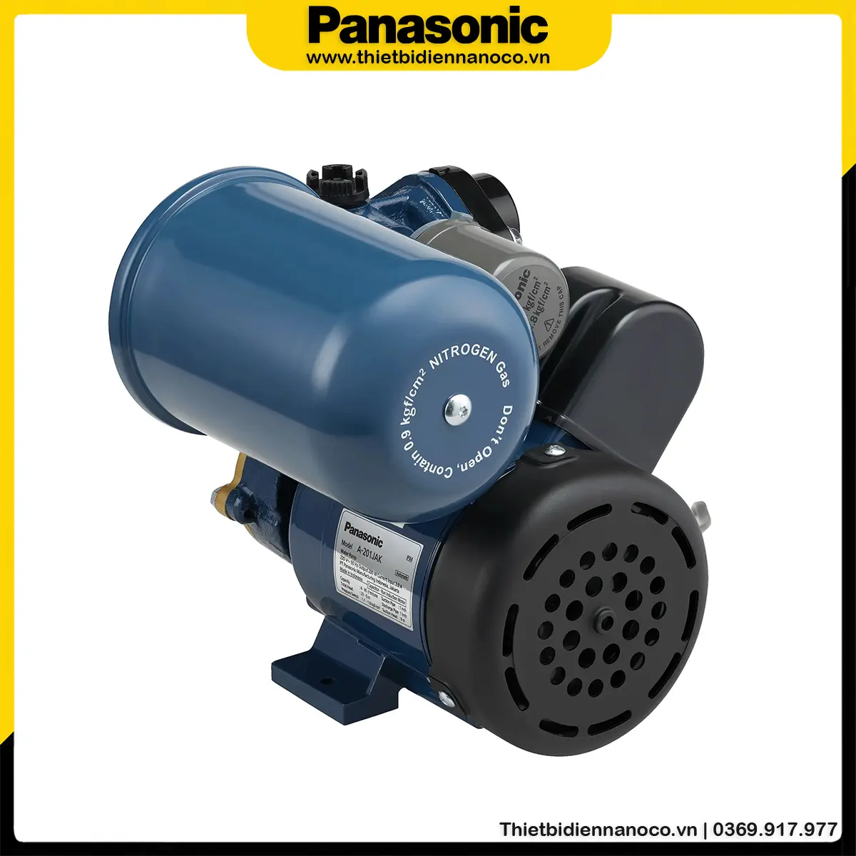 Tổng chiều cao hút đẩy tối đa của Máy bơm tăng áp Panasonic 200W A-201JAK là 27m